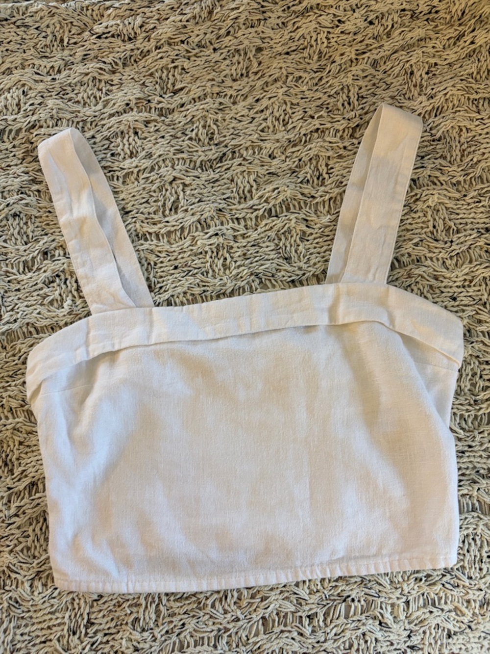 White Square-Neck Cropped Tank Top - Picture 3 of 4